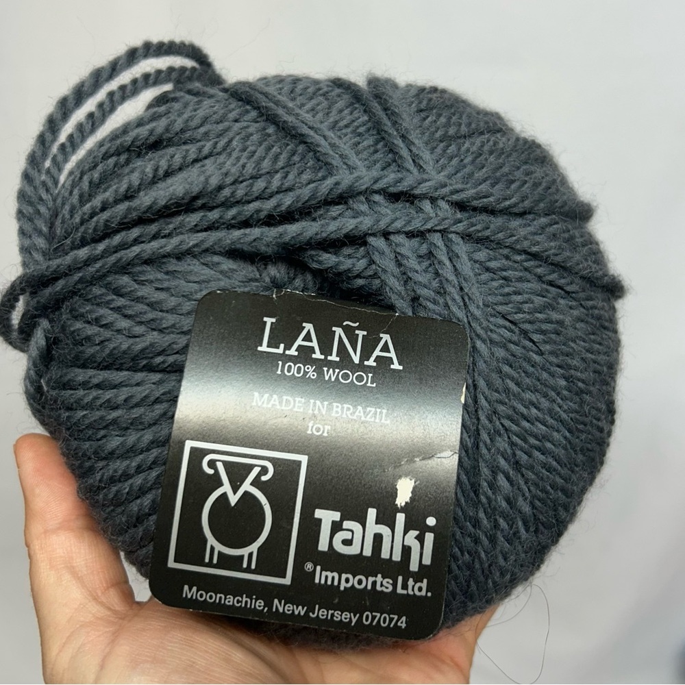 Tahki Lana Wool Yarn, Dark Grey/#7020, 100% New Wool Yarn, Brazil, discontinued